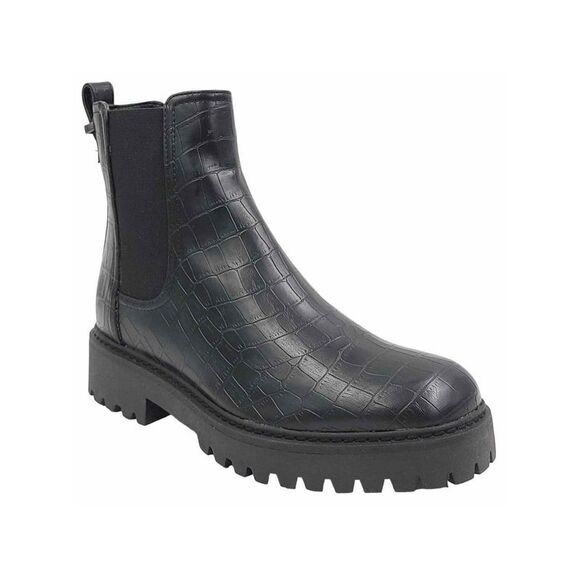 REACTION KENNETH COLE Shoes - REACTION KENNETH COLE Womens Black Pull Tab Salt Lug Chelsea Toe Wedge Chelsea 9